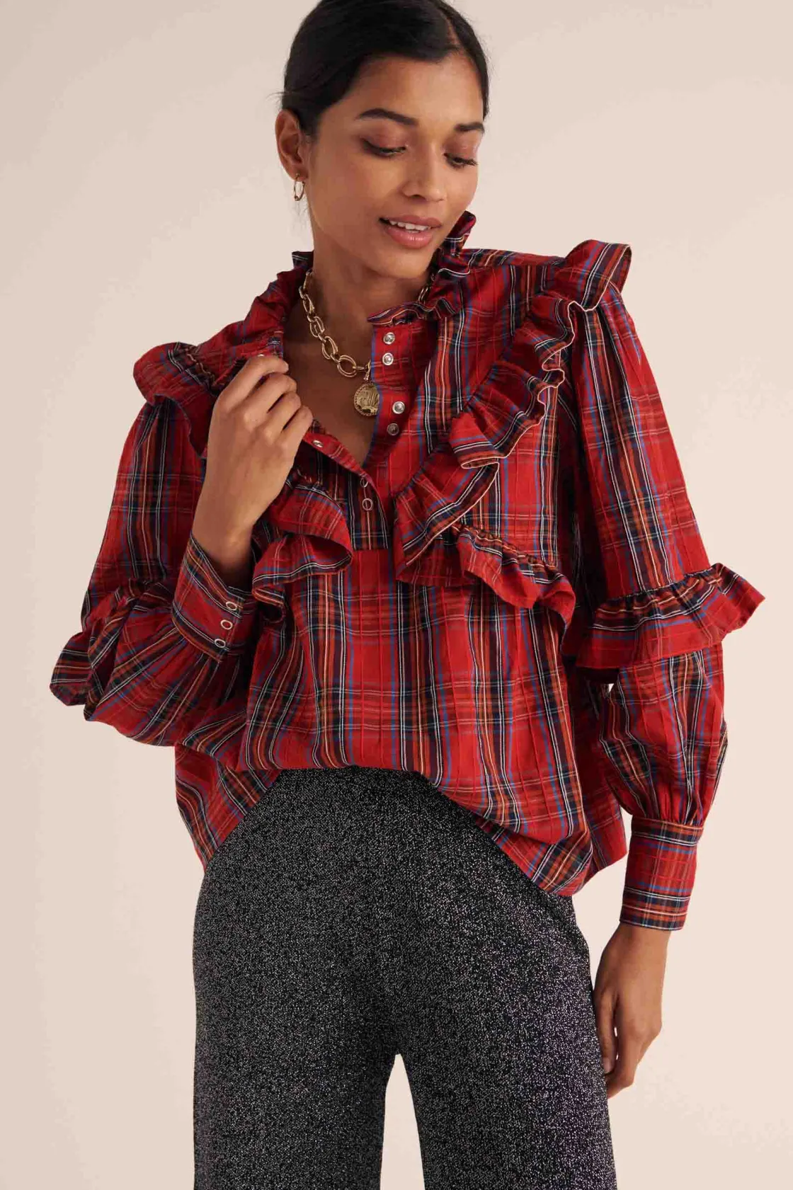 Chemises Et Blouses-Balzac Paris Blouse Amelia Tartan rouge