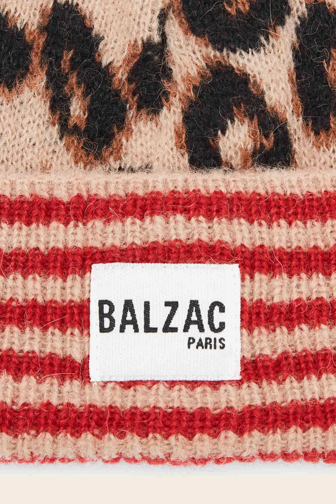 Gants Et Bonnet-Balzac Paris Bonnet Lou rayures Rouge et léopard