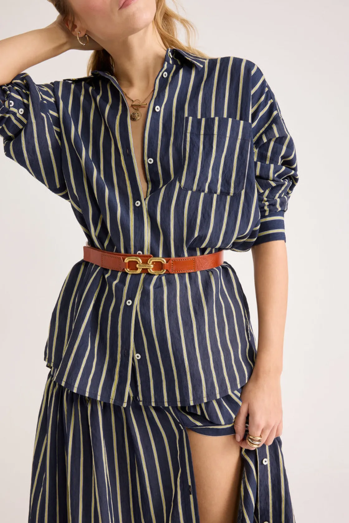 Costumes Et Ensembles | Chemises Et Blouses-Balzac Paris Chemise Hector Rayures marine et jaune