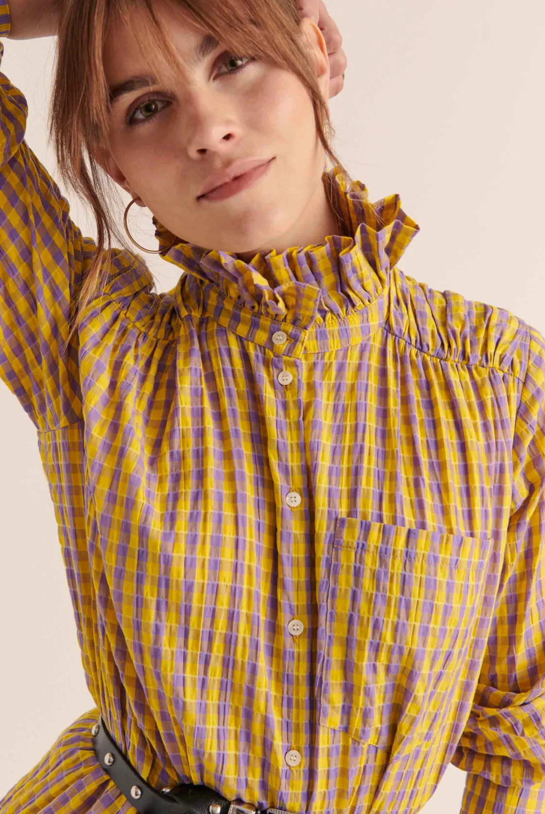 Chemises Et Blouses-Balzac Paris Chemise Léonor Vichy jaune et violet