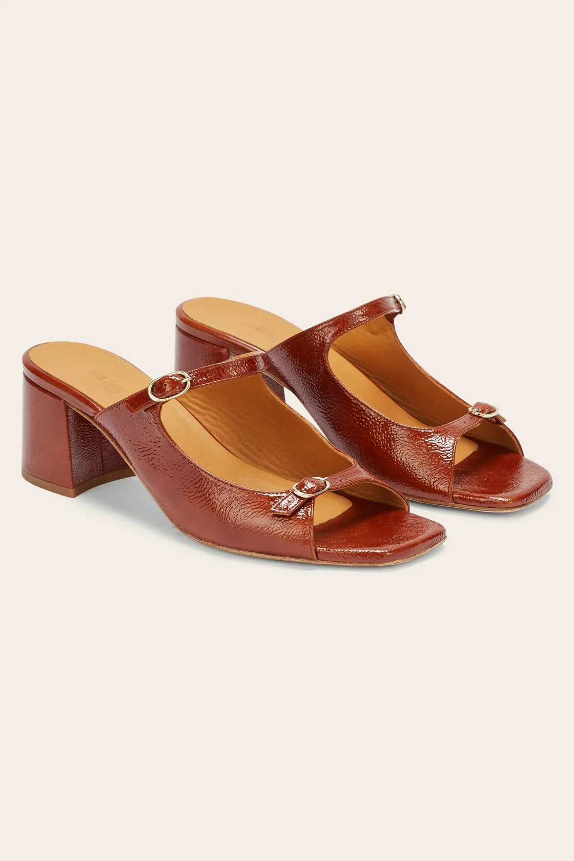 Babies, Sandales Et Escarpins-Balzac Paris Mules Joane vernis froissé Cognac